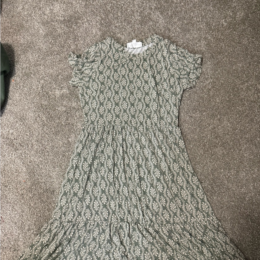 Lucky Brand Green and White Midi Dress